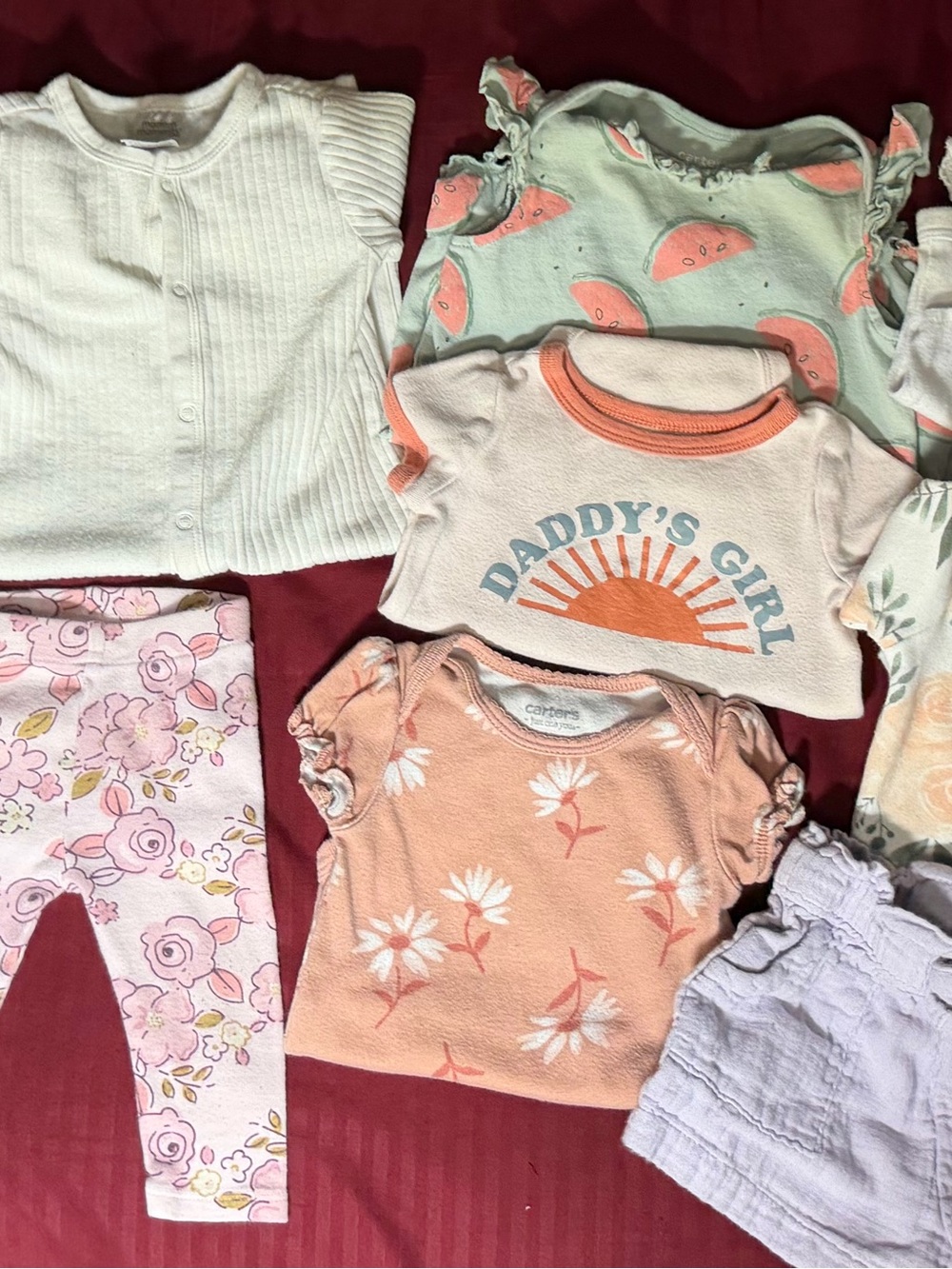Carter's Peach, Mint & Lilac Baby Pajama Top Trio
